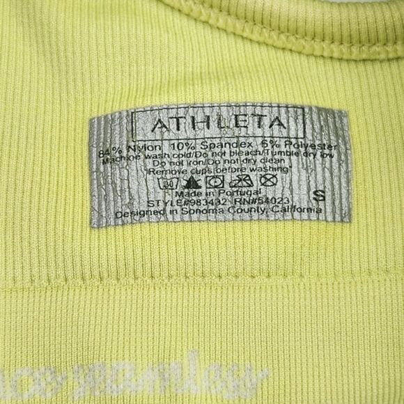 Athleta Sports Bra Size Small Womens Green Yellow Strappy Criss-cross Activewear - Picture 5 of 5